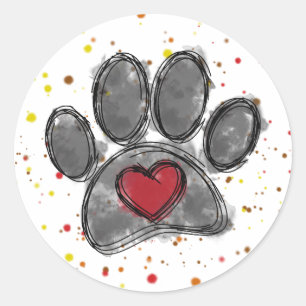 Dog Lover Drawing Watercolor Paint Splatter Classic Round Sticker