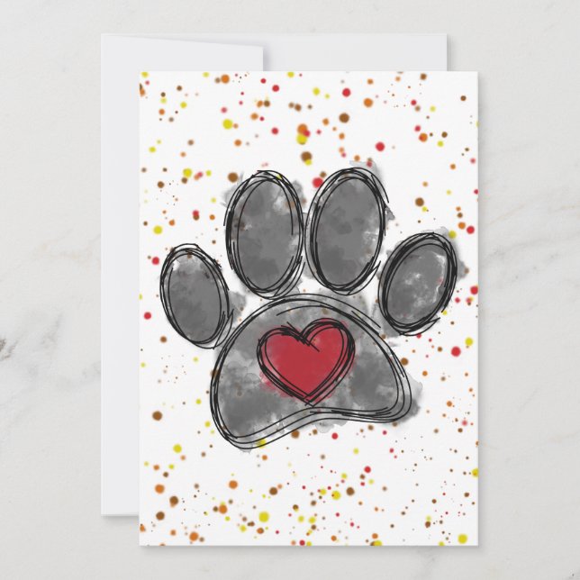 Dog Lover Drawing Watercolor Paint Splatter Invitation (Front)