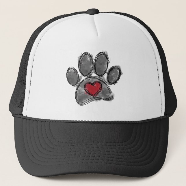 Dog Lover Drawing Watercolor Trucker Hat (Front)