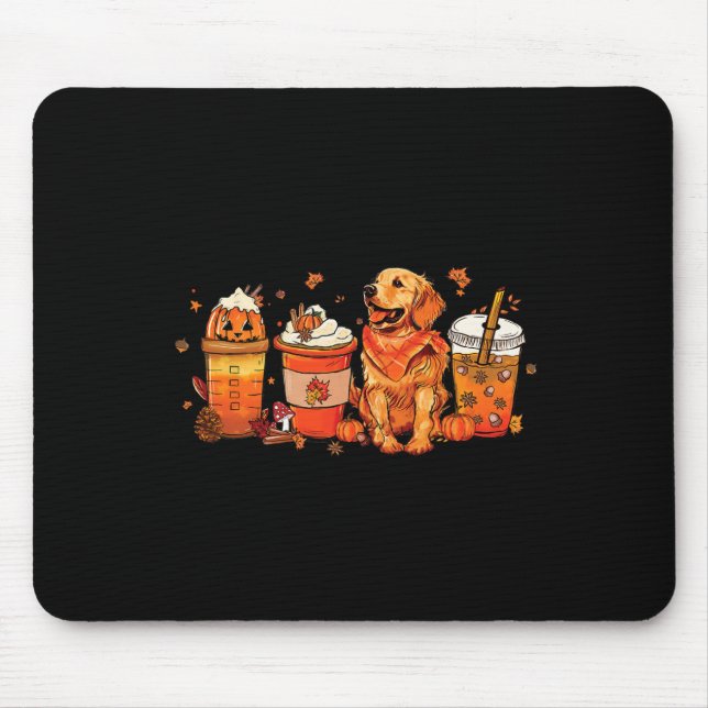 Dog Lover Fall Coffee Pumpkin Spice Latte Iced Aut Mouse Mat (Front)