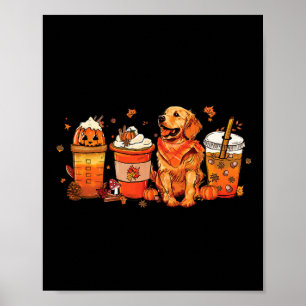 Dog Lover Fall Coffee Pumpkin Spice Latte Iced Aut Poster