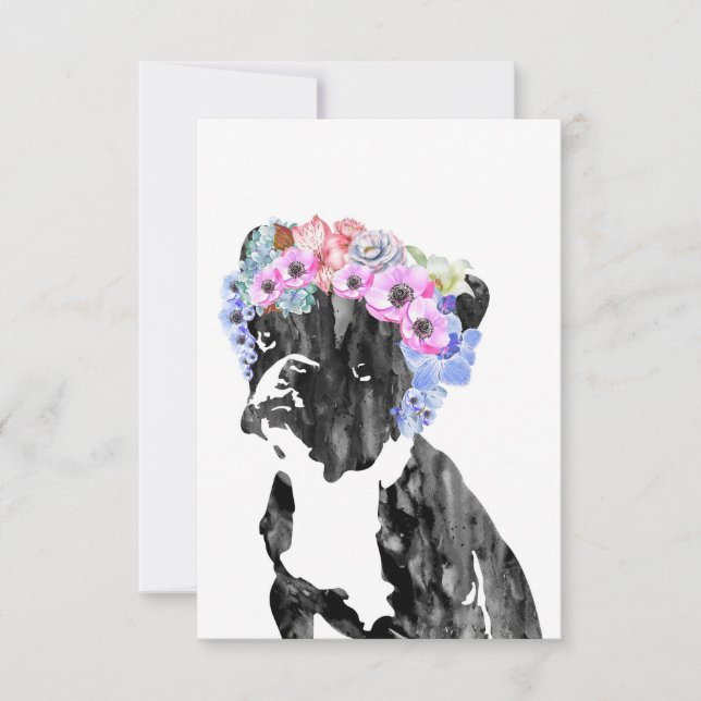 Dog Lover French Bulldog And Flower Thank You Card (Front)