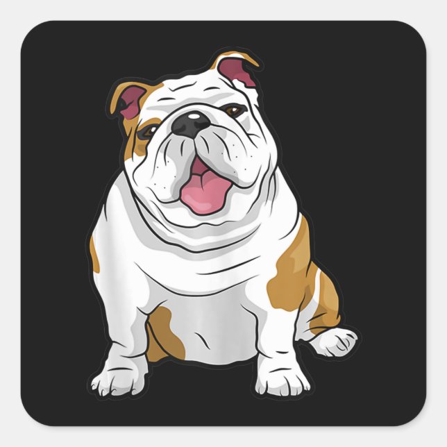 Dog Lover | Funny English Bulldog Puppy Gift Square Sticker (Front)