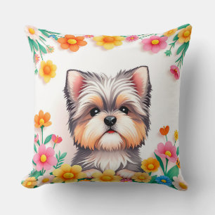 Dog Lover Gift Floral Dog Cushion