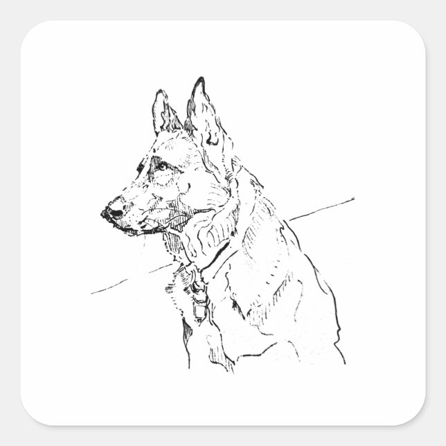 Dog Lover Gift, German Shepherd Square Sticker (Front)