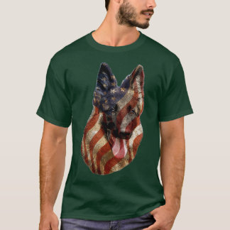 Dog Lover Gift Patriotic American Flag German Shep T-Shirt