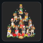 Dog Lover Gifts Beagle Tree Christmas Light Square Sticker<br><div class="desc">Dog Lover Gifts Beagle Tree Christmas Light. Customised gift for beagle dad,  beagle mum,  beagle dog lovers. 
Perfect gifts for all occasions.</div>