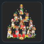 Dog Lover Gifts Beagle Tree Christmas Light Square Sticker<br><div class="desc">Dog Lover Gifts Beagle Tree Christmas Light. Customised gift for beagle dad,  beagle mum,  beagle dog lovers. 
Perfect gifts for all occasions.</div>
