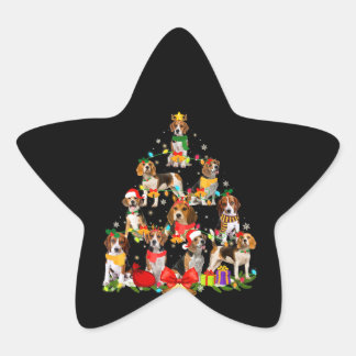 Dog Lover Gifts Beagle Tree Christmas Light Star Sticker