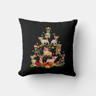 Dog Lover Gifts Chihuahua Tree Christmas Light Cushion