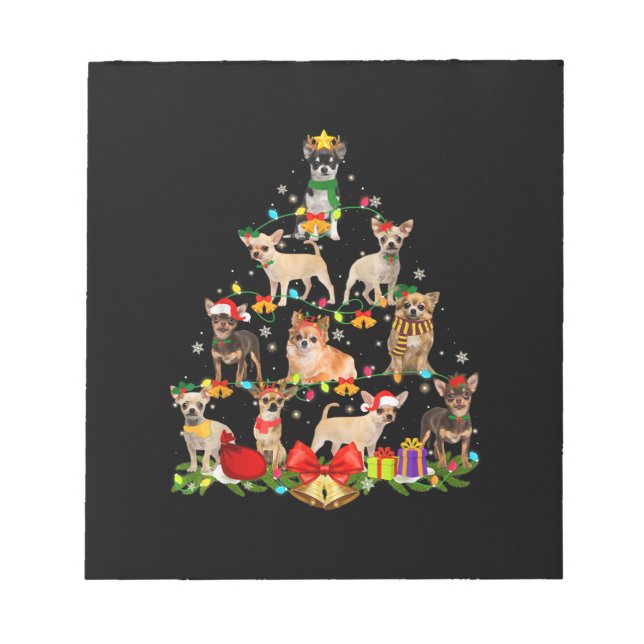 Dog Lover Gifts Chihuahua Tree Christmas Light Notepad (Front)