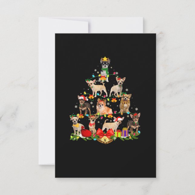 Dog Lover Gifts Chihuahua Tree Christmas Light RSVP Card (Front)