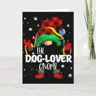 Dog Lover Gnome Red Buffalo Plaid Matching Family  Card