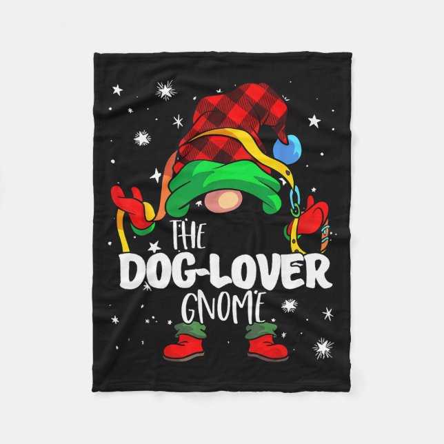 Dog Lover Gnome Red Buffalo Plaid Matching Family  Fleece Blanket (Front)