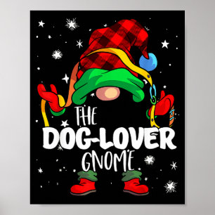 Dog Lover Gnome Red Buffalo Plaid Matching Family  Poster