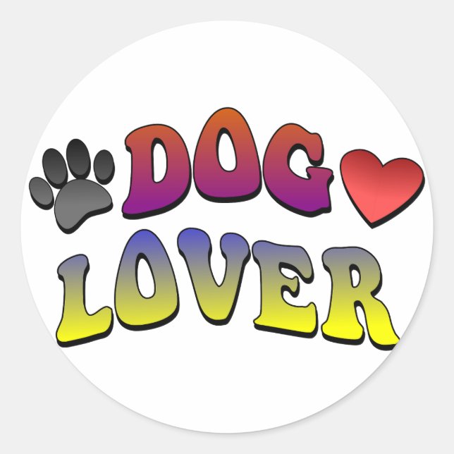 Dog Lover Groovy Vintage Font Classic Round Sticker (Front)