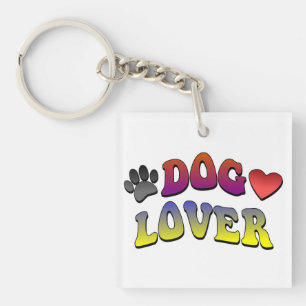 Dog Lover Groovy Vintage Font Key Ring