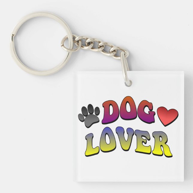 Dog Lover Groovy Vintage Font Key Ring (Front)