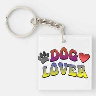 Dog Lover Groovy Vintage Font Key Ring
