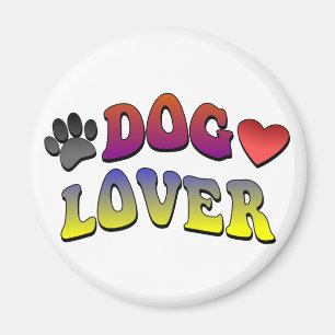Dog Lover Groovy Vintage Font Magnet