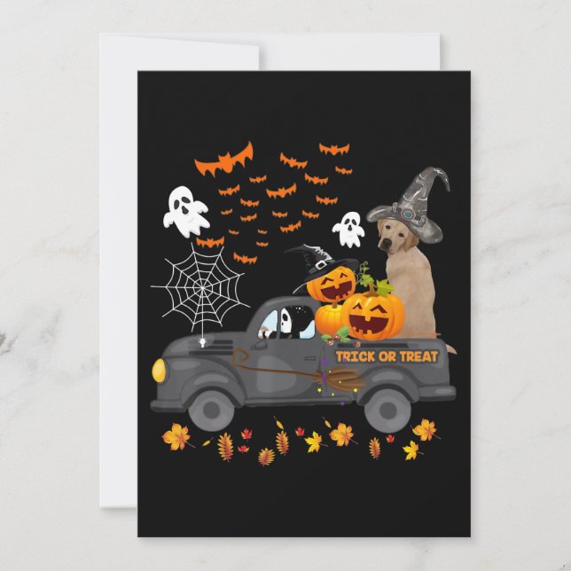 Dog Lover |Halloween Labrador Truck Trick Or Treat Card (Front)