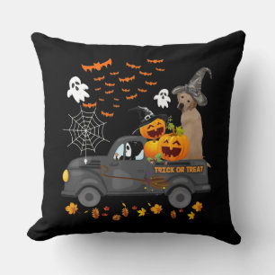 Dog Lover Halloween Labrador Truck Trick Or Treat Cushion