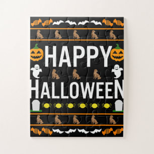 Dog Lover   Happy Halloween Chocolate Labrador Jigsaw Puzzle