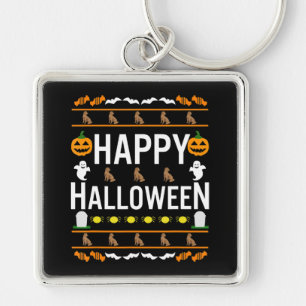 Dog Lover Happy Halloween Chocolate Labrador Key Ring