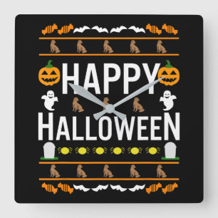 Dog Lover   Happy Halloween Chocolate Labrador Square Wall Clock