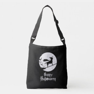 Dog Lover Happy Halloween Lab Witch Riding Broom Crossbody Bag