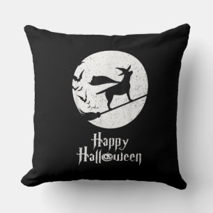 Dog Lover Happy Halloween Lab Witch Riding Broom Cushion