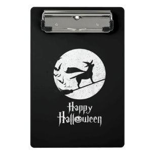 Dog Lover Happy Halloween Lab Witch Riding Broom Mini Clipboard