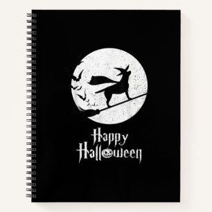 Dog Lover Happy Halloween Lab Witch Riding Broom Notebook