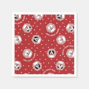 Dog Lover 'Happy Woof Year' Christmas Napkin