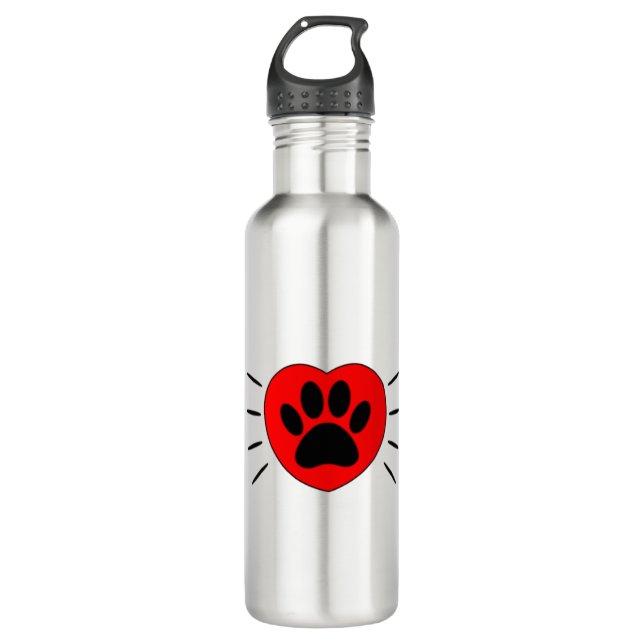 Dog Lover Heart And Paw Print 710 Ml Water Bottle (Front)