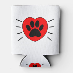Dog Lover Heart And Paw Print Can Cooler