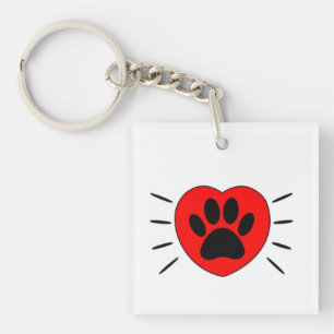 Dog Lover Heart And Paw Print Key Ring