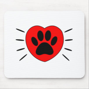 Dog Lover Heart And Paw Print Mouse Mat