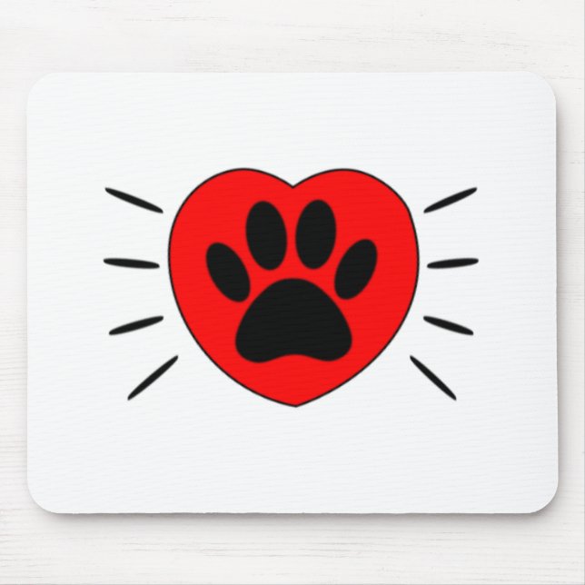 Dog Lover Heart And Paw Print Mouse Mat (Front)