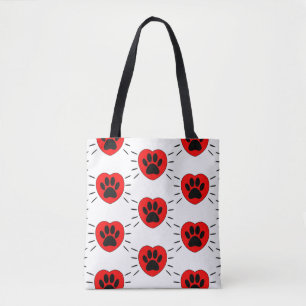 Dog Lover Heart And Paw Print Tote Bag