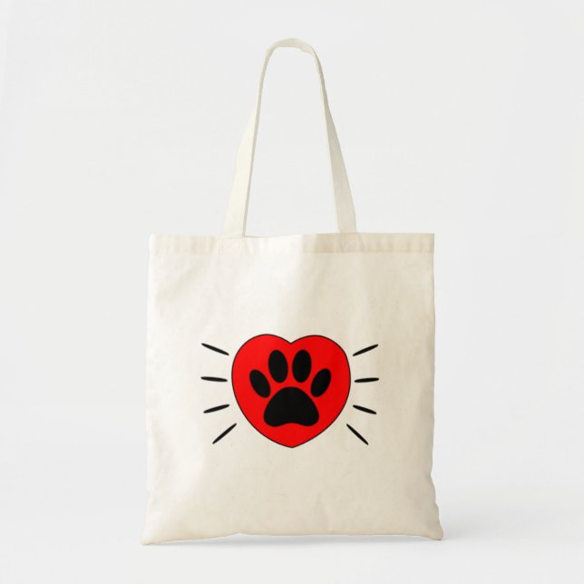 Dog Lover Heart And Paw Print Tote Bag (Front)