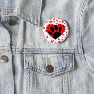 Dog Lover Hearts All Over 6 Cm Round Badge