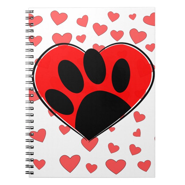 Dog Lover Hearts All Over Notebook (Front)