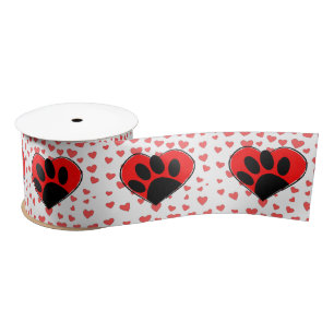 Dog Lover Hearts All Over Satin Ribbon