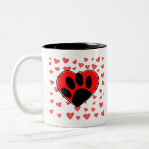 Dog Lover Hearts All Over Two-Tone Coffee Mug