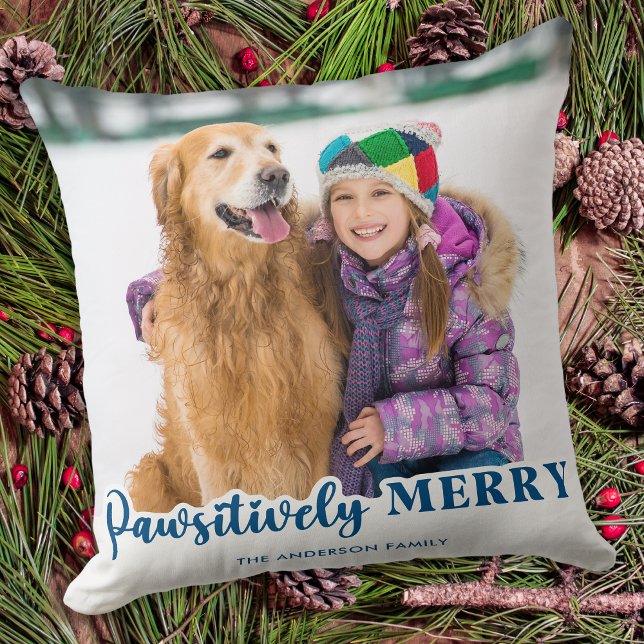 Dog Lover Holiday Personalised Christmas Pet Photo Cushion (Creator Uploaded)