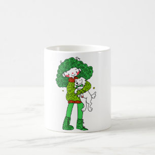 Dog Lover Hug Mug – Cute Girl and Puppy Coffee Cup