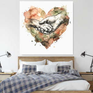 Dog Lover Human Animal Bond Watercolor Heart Canvas Print