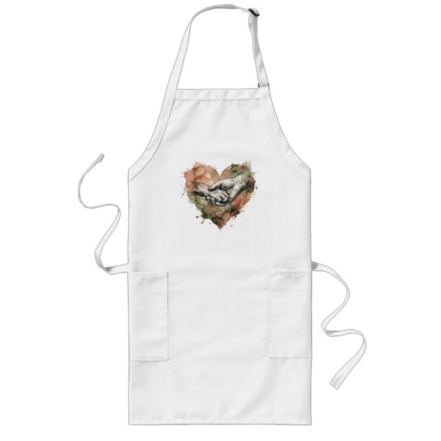 Dog Lover Human Animal Bond Watercolor Heart Long Apron (Front)