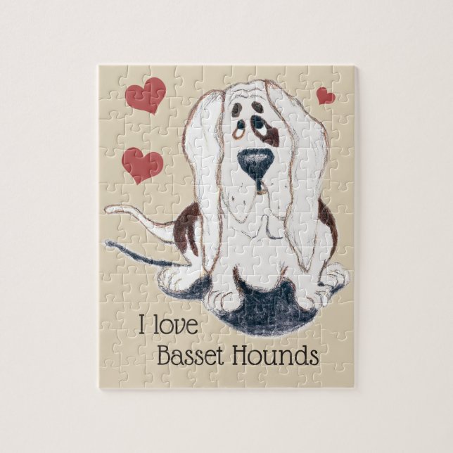 dog lover I love basset hounds 8x10 puzzle (Vertical)